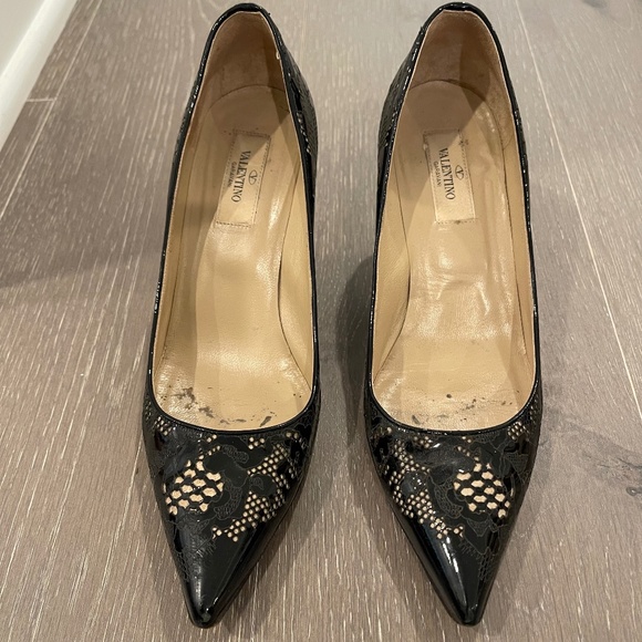 Valentino Patent Lace Pumps - Picture 1 of 3